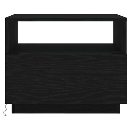 vidaXL Coffee Table with LED Lights Black Oak 50x49x40 cm