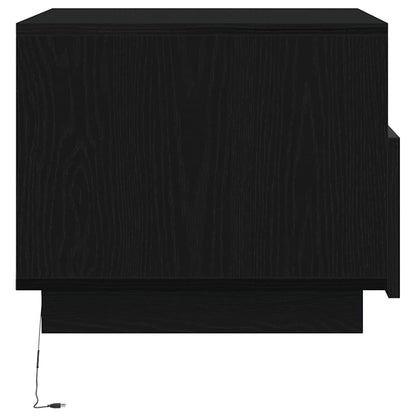 vidaXL Coffee Table with LED Lights Black Oak 50x49x40 cm