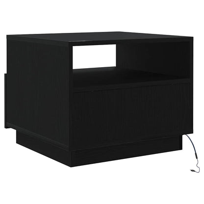 vidaXL Coffee Table with LED Lights Black Oak 50x49x40 cm