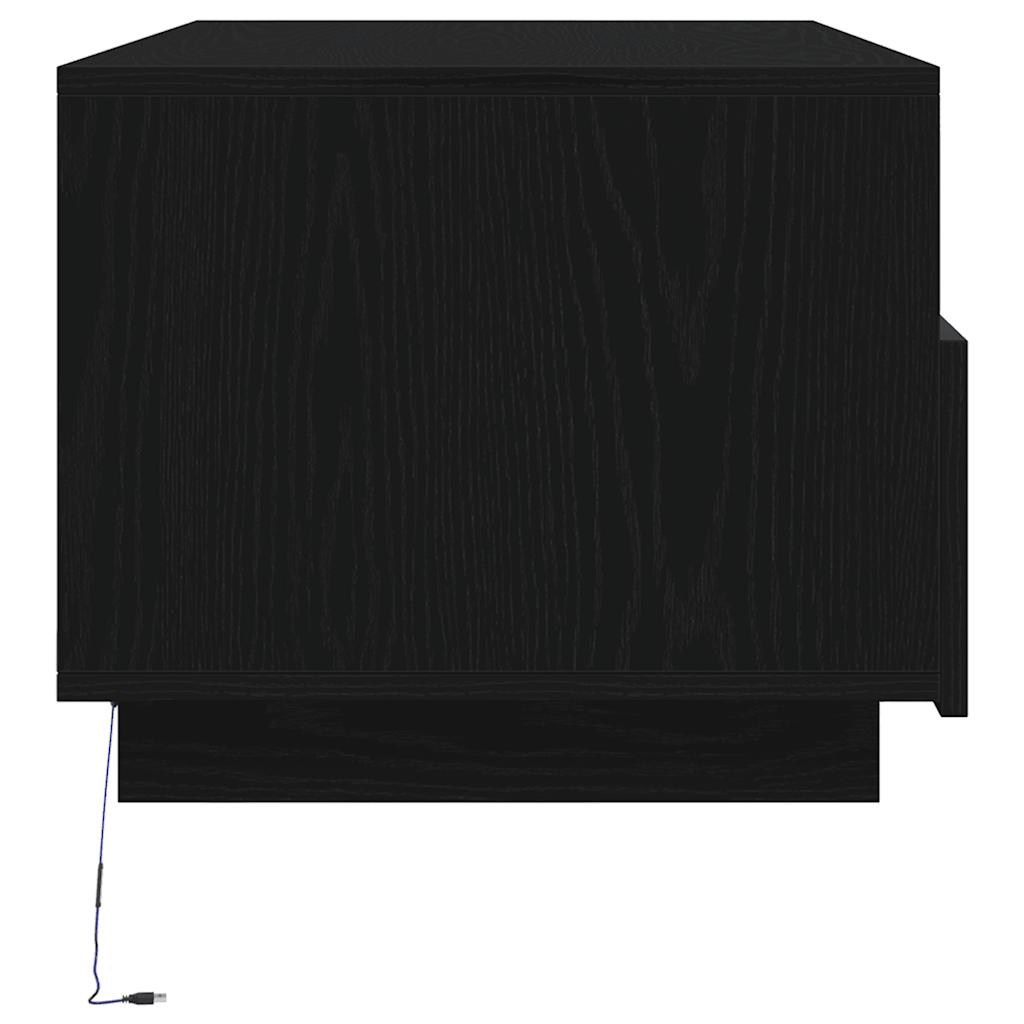 vidaXL Coffee Table with LED Lights Black Oak 90x49x40 cm
