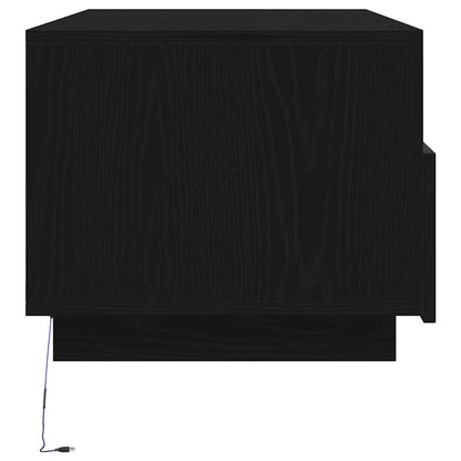 vidaXL Coffee Table with LED Lights Black Oak 90x49x40 cm