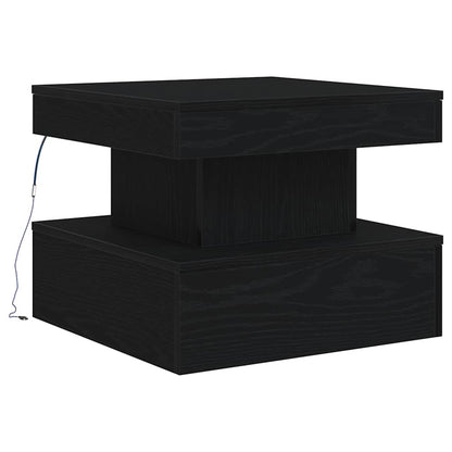 vidaXL Coffee Table with LED Lights Black Oak 50x50x40 cm