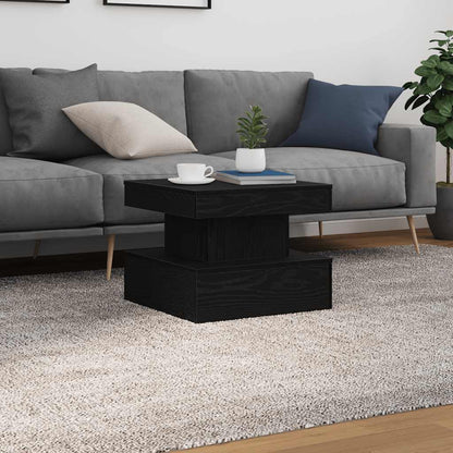 vidaXL Coffee Table with LED Lights Black Oak 50x50x40 cm