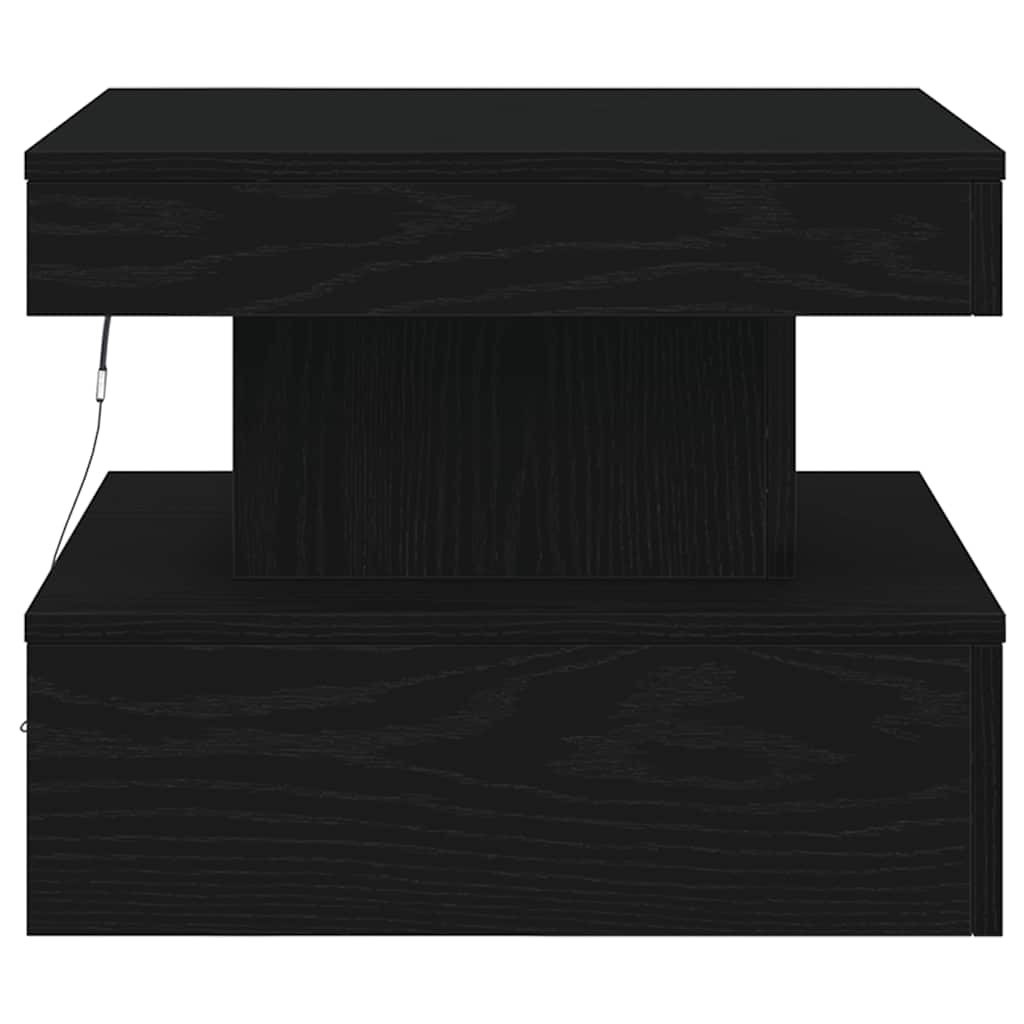 vidaXL Coffee Table with LED Lights Black Oak 50x50x40 cm