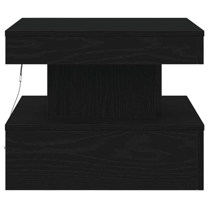 vidaXL Coffee Table with LED Lights Black Oak 50x50x40 cm