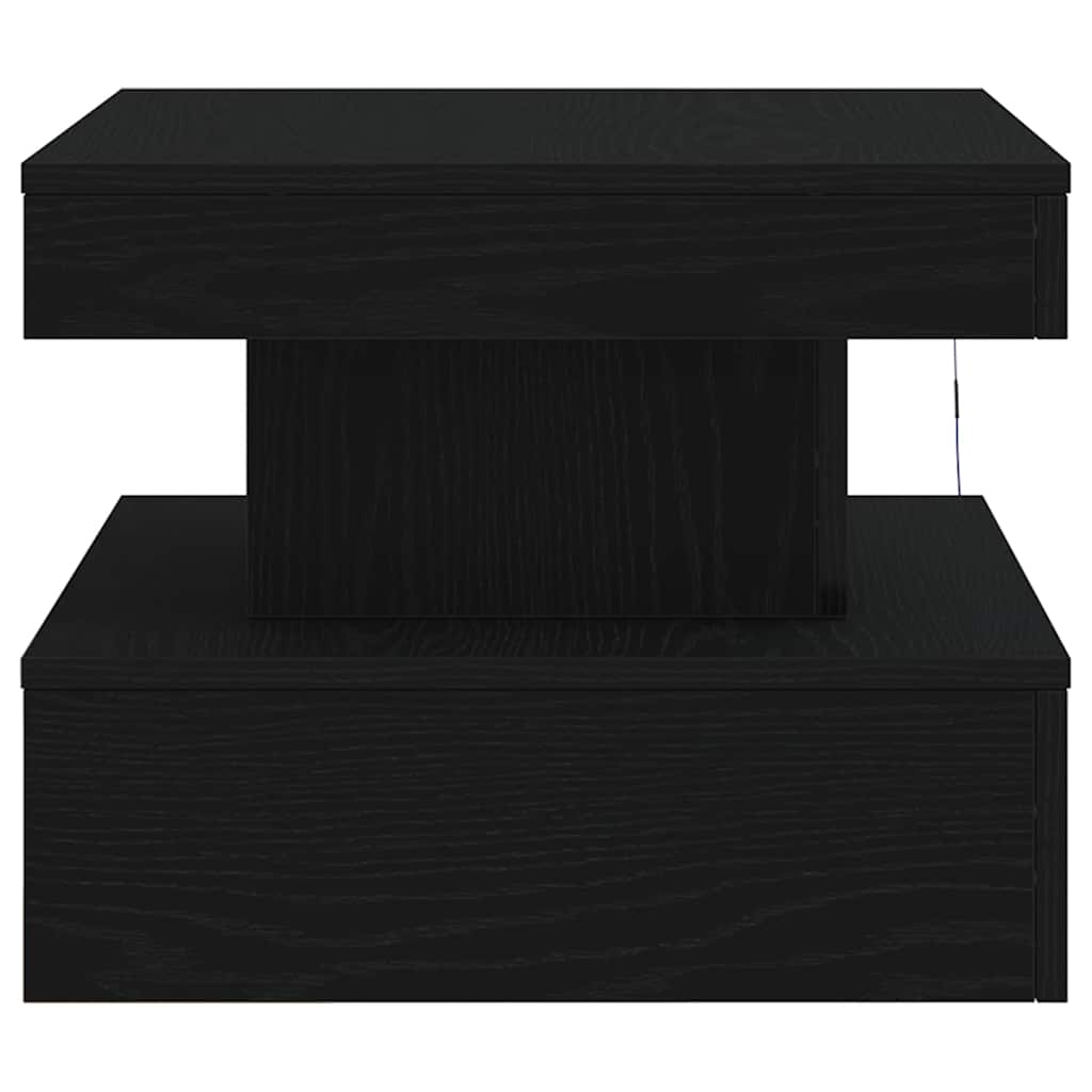 vidaXL Coffee Table with LED Lights Black Oak 50x50x40 cm