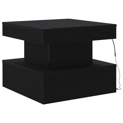 vidaXL Coffee Table with LED Lights Black Oak 50x50x40 cm