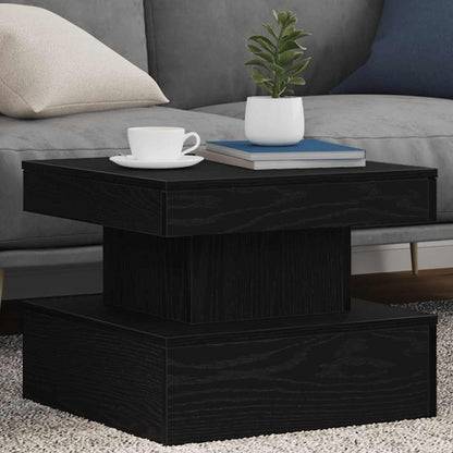 vidaXL Coffee Table with LED Lights Black Oak 50x50x40 cm