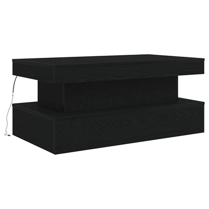 vidaXL Coffee Table with LED Lights Black Oak 90x50x40 cm