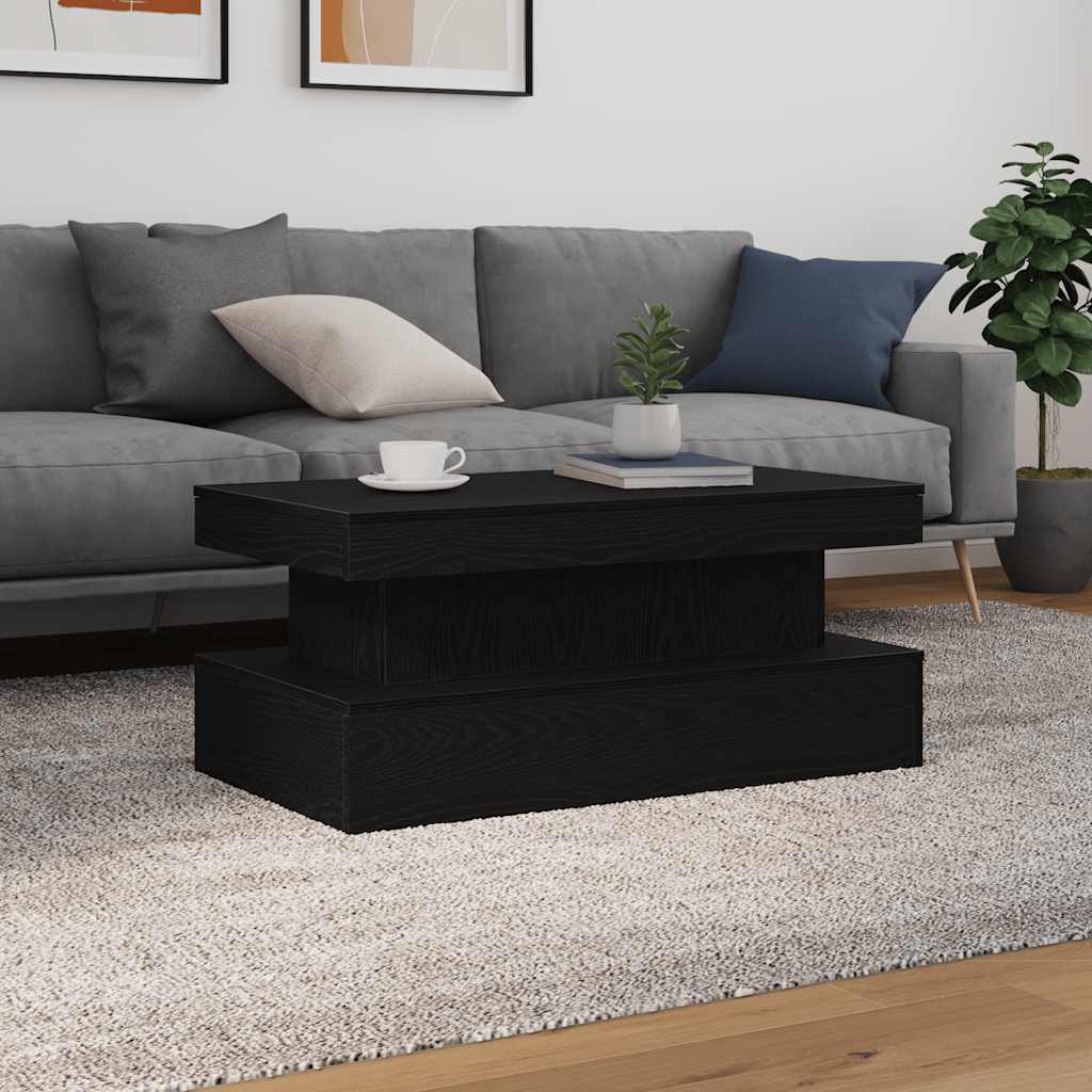 vidaXL Coffee Table with LED Lights Black Oak 90x50x40 cm