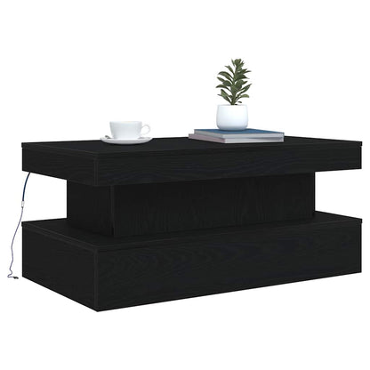 vidaXL Coffee Table with LED Lights Black Oak 90x50x40 cm