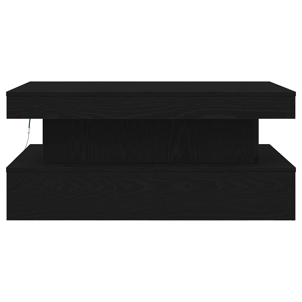 vidaXL Coffee Table with LED Lights Black Oak 90x50x40 cm