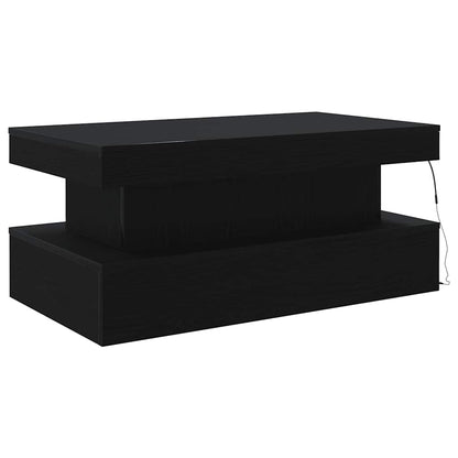vidaXL Coffee Table with LED Lights Black Oak 90x50x40 cm