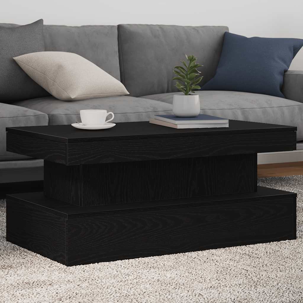 vidaXL Coffee Table with LED Lights Black Oak 90x50x40 cm