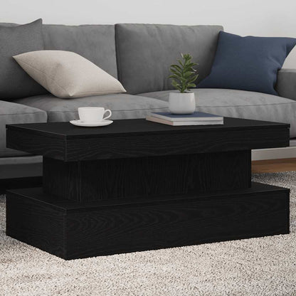 vidaXL Coffee Table with LED Lights Black Oak 90x50x40 cm