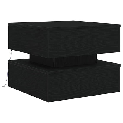 vidaXL Coffee Table with LED Lights Black Oak 50x50x40 cm