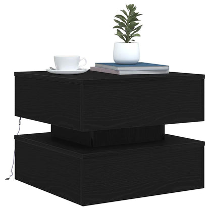 vidaXL Coffee Table with LED Lights Black Oak 50x50x40 cm