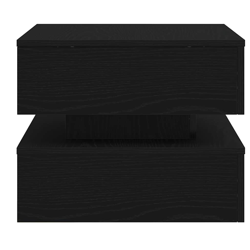 vidaXL Coffee Table with LED Lights Black Oak 50x50x40 cm