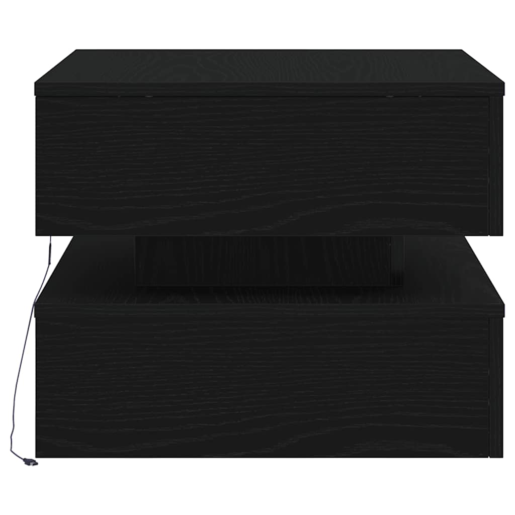 vidaXL Coffee Table with LED Lights Black Oak 50x50x40 cm