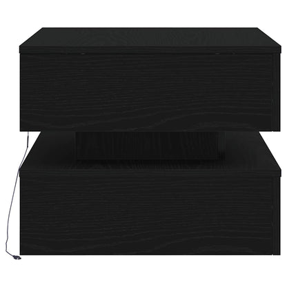 vidaXL Coffee Table with LED Lights Black Oak 50x50x40 cm