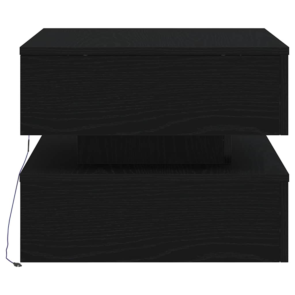 vidaXL Coffee Table with LED Lights Black Oak 50x50x40 cm