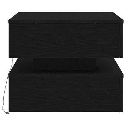 vidaXL Coffee Table with LED Lights Black Oak 50x50x40 cm