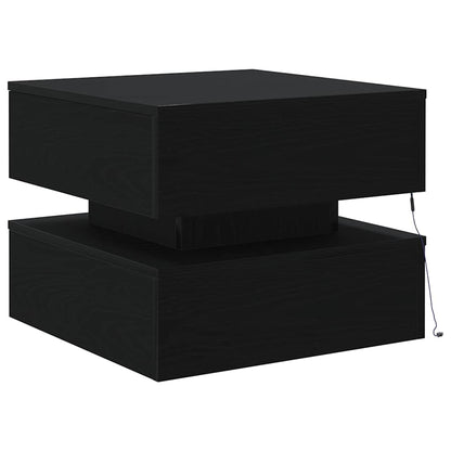 vidaXL Coffee Table with LED Lights Black Oak 50x50x40 cm