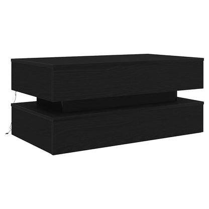 vidaXL Coffee Table with LED Lights Black Oak 90x50x40 cm