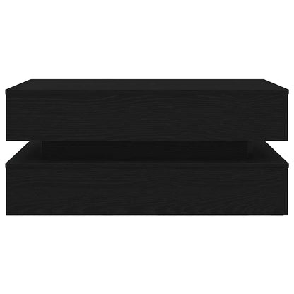 vidaXL Coffee Table with LED Lights Black Oak 90x50x40 cm