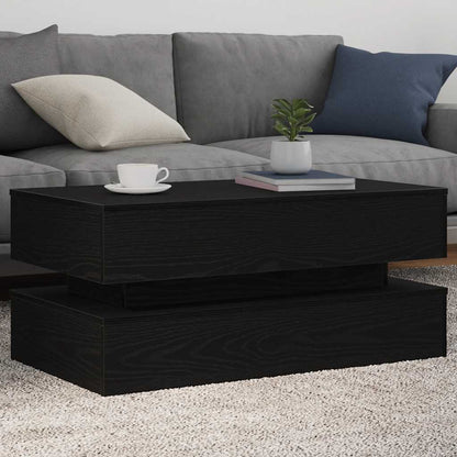 vidaXL Coffee Table with LED Lights Black Oak 90x50x40 cm