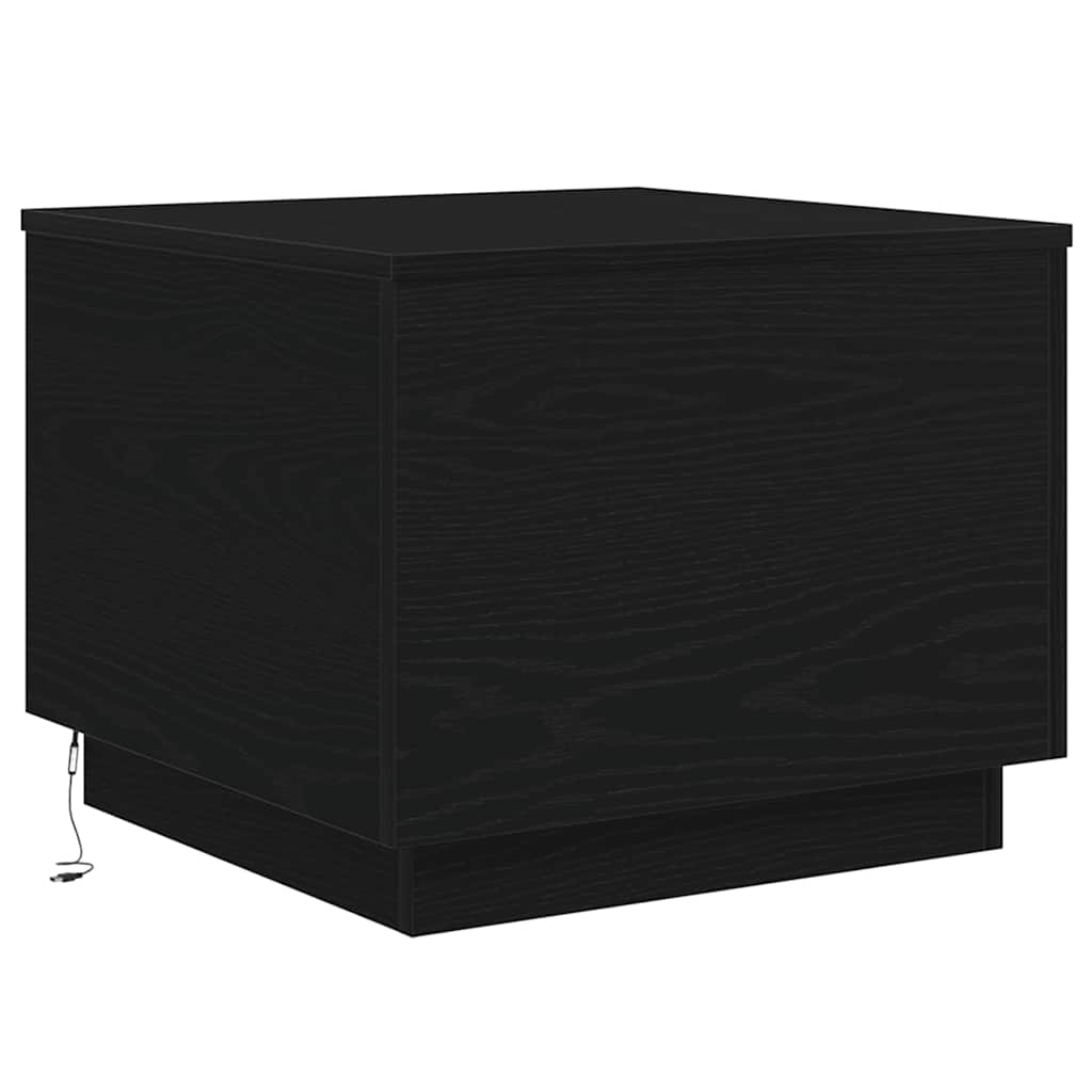 vidaXL Coffee Table with LED Lights Black Oak 50x50x40 cm
