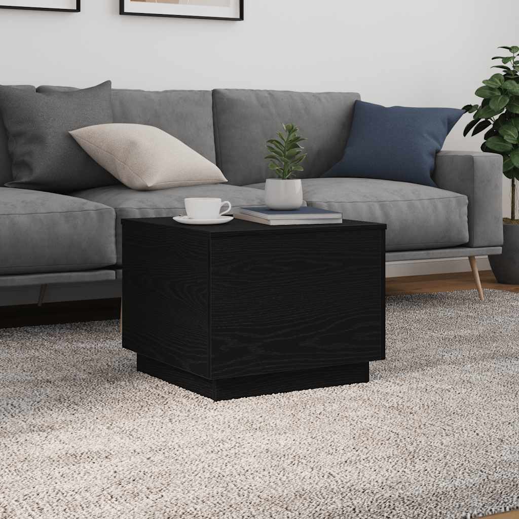 vidaXL Coffee Table with LED Lights Black Oak 50x50x40 cm