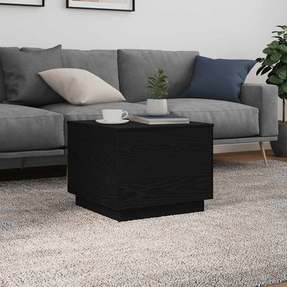 vidaXL Coffee Table with LED Lights Black Oak 50x50x40 cm