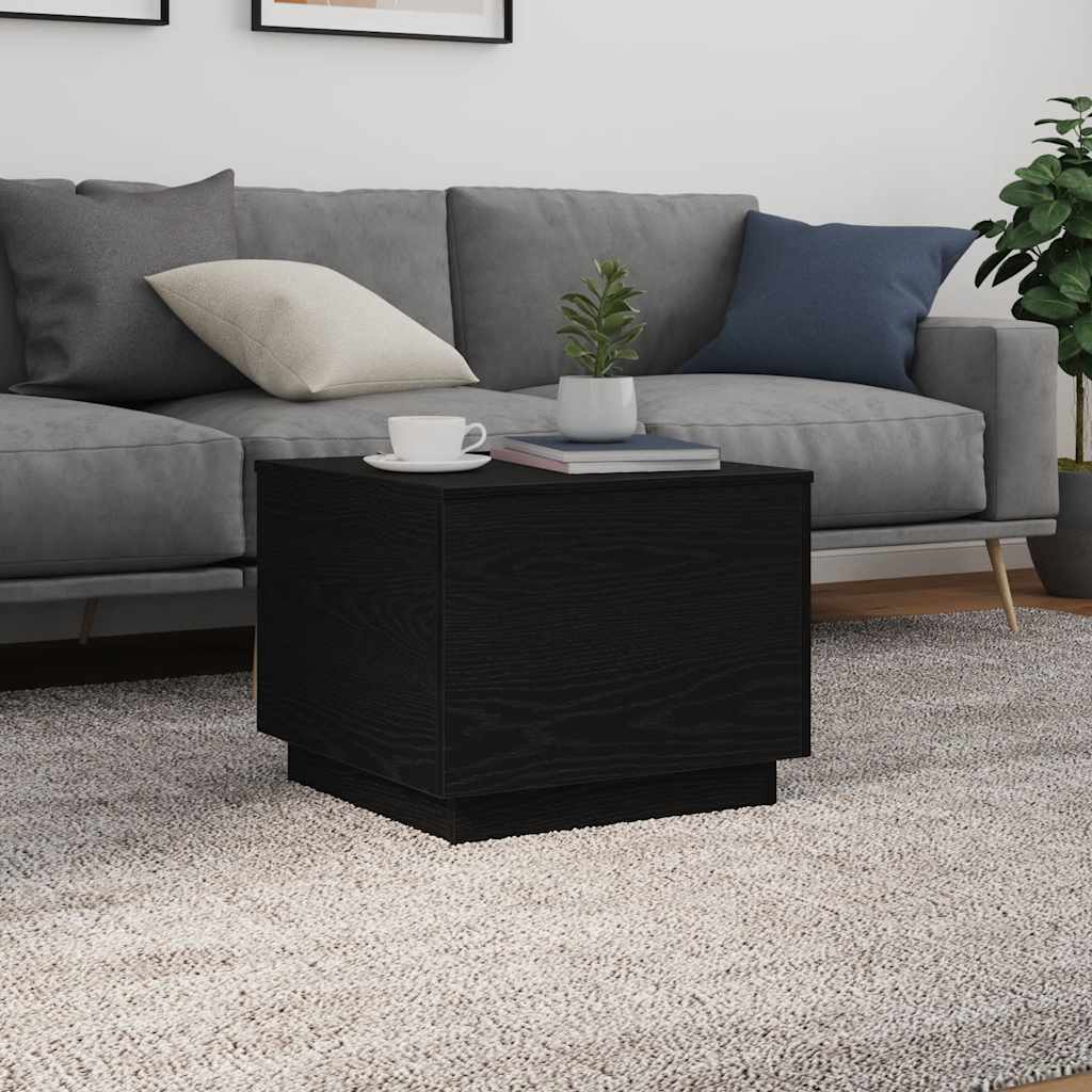 vidaXL Coffee Table with LED Lights Black Oak 50x50x40 cm