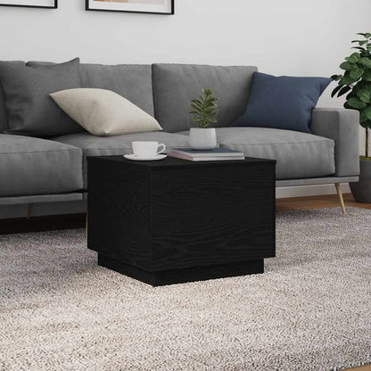 vidaXL Coffee Table with LED Lights Black Oak 50x50x40 cm