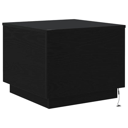 vidaXL Coffee Table with LED Lights Black Oak 50x50x40 cm