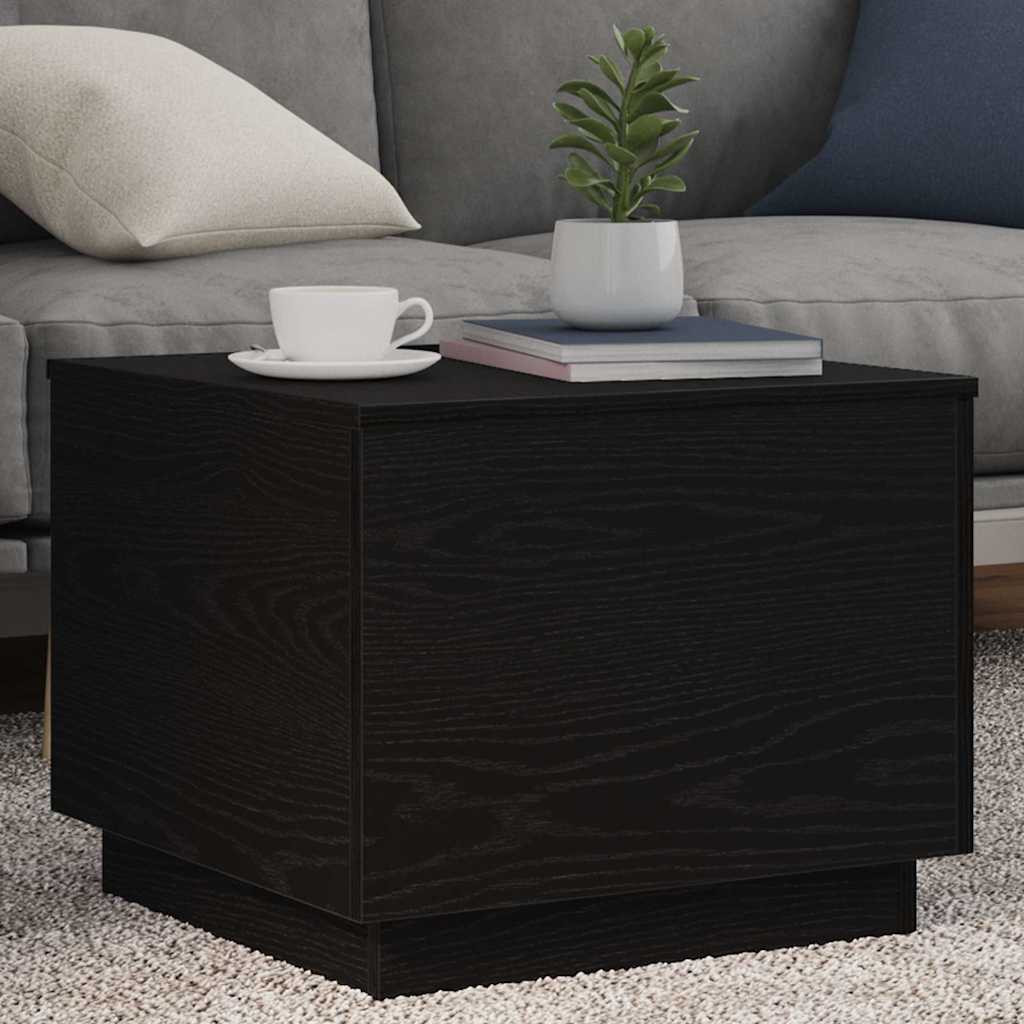 vidaXL Coffee Table with LED Lights Black Oak 50x50x40 cm