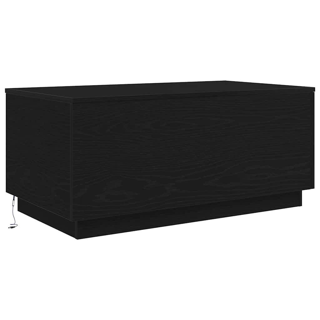 vidaXL Coffee Table with LED Lights Black Oak 90x50x40 cm