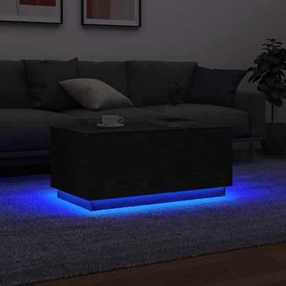 vidaXL Coffee Table with LED Lights Black Oak 90x50x40 cm