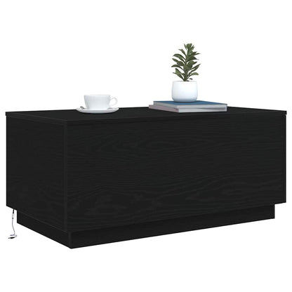 vidaXL Coffee Table with LED Lights Black Oak 90x50x40 cm