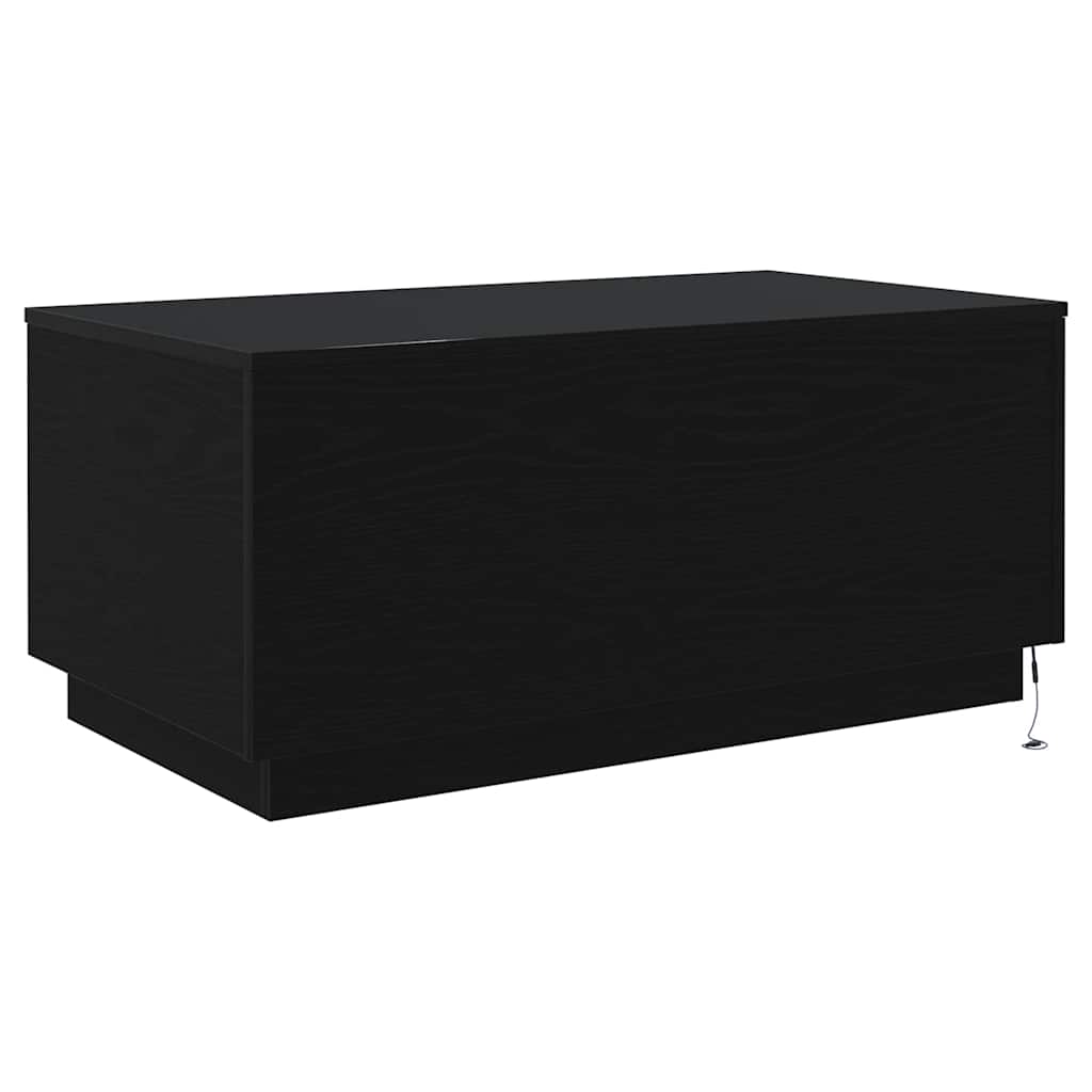vidaXL Coffee Table with LED Lights Black Oak 90x50x40 cm