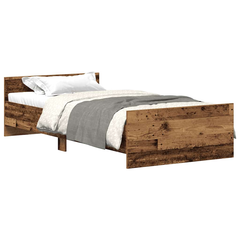 vidaXL Bed Frame without Mattress Old Wood 75x190 cm Engineered Wood
