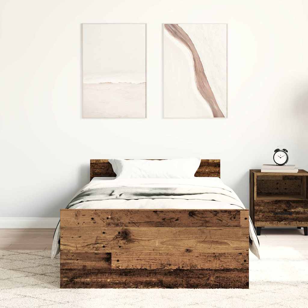 vidaXL Bed Frame without Mattress Old Wood 75x190 cm Engineered Wood