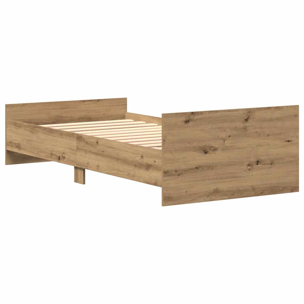 vidaXL Bed Frame without Mattress Artisan Oak 75x190 cm Engineered Wood