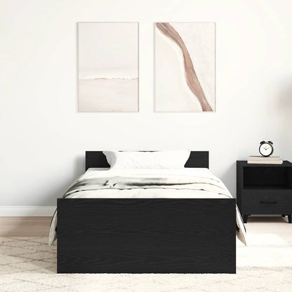 vidaXL Bed Frame without Mattress Black Oak 75x190 cm Engineered Wood