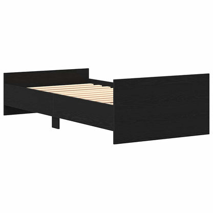 vidaXL Bed Frame without Mattress Black Oak 75x190 cm Engineered Wood