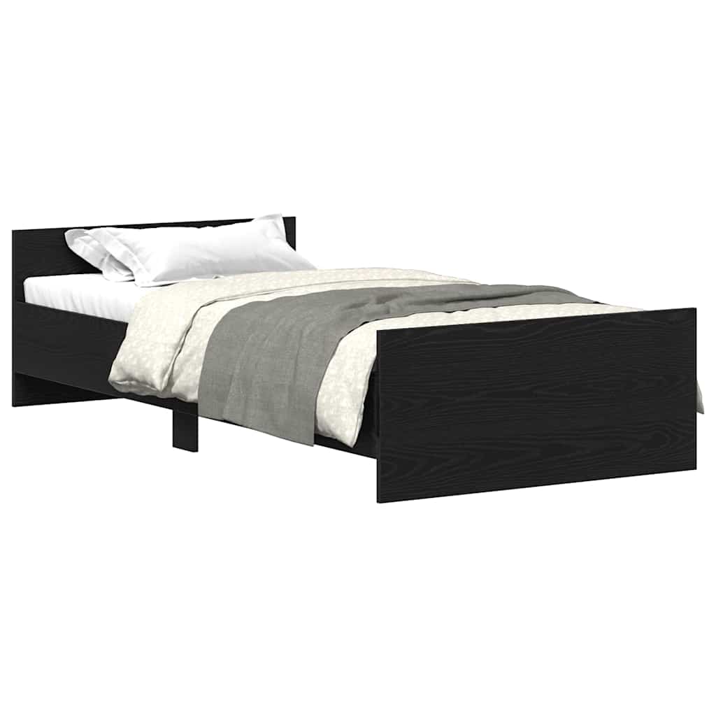 vidaXL Bed Frame without Mattress Black Oak 90x200 cm Engineered Wood