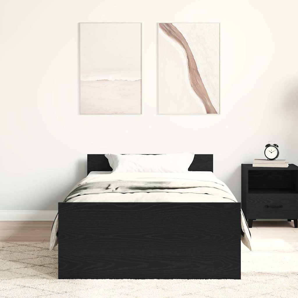 vidaXL Bed Frame without Mattress Black Oak 90x200 cm Engineered Wood