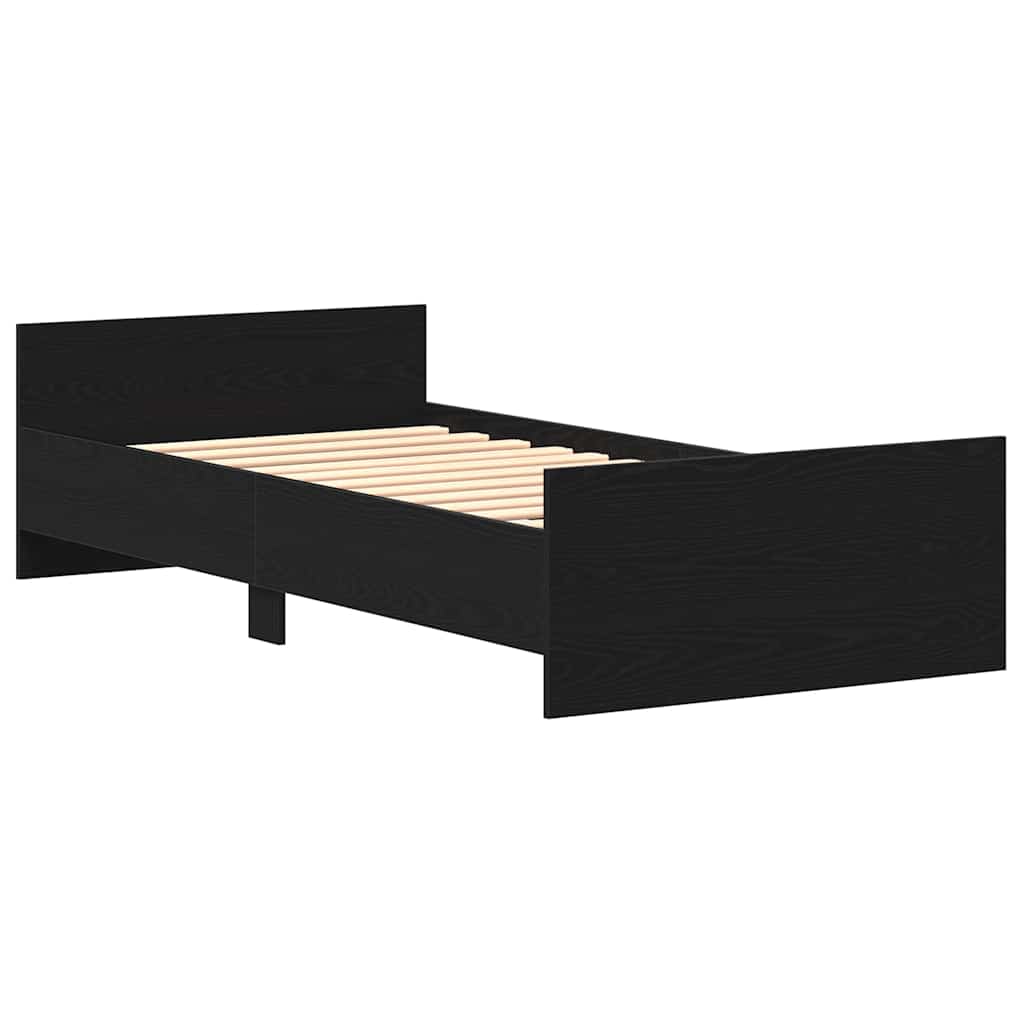 vidaXL Bed Frame without Mattress Black Oak 90x200 cm Engineered Wood