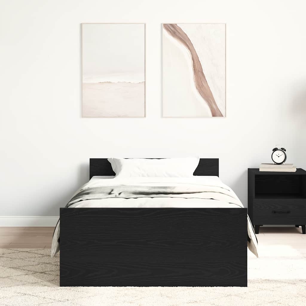 vidaXL Bed Frame without Mattress Black Oak 100x200 cm Engineered Wood